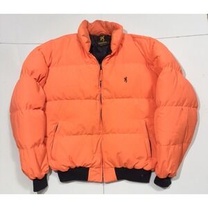 Browning Mens Goose Down Puffer Jacket Coat Bright Orange Hunting Outdoors Sz XL